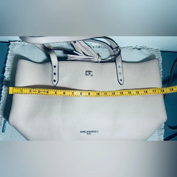 Karl Lagerfeld “Toby” Blush Pink Leather Tote with Tassel Charm - Picture 14 of 16